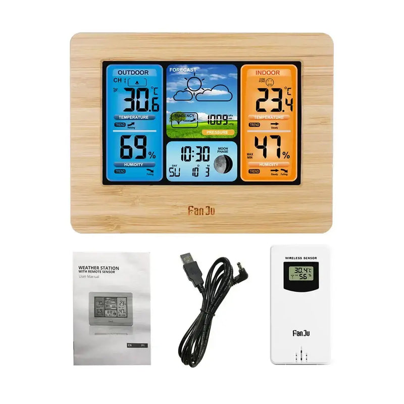 Digital Indoor-Outdoor Weather Station with Clock & Wireless Sensor (2 colours available) – view 10