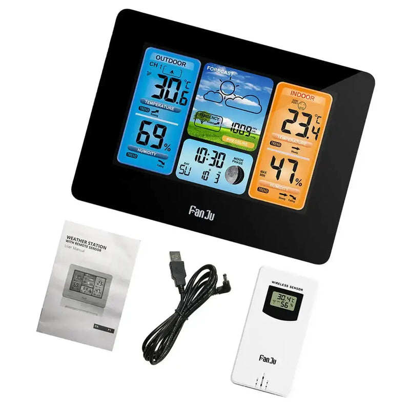 Digital Indoor-Outdoor Weather Station with Clock & Wireless Sensor (2 colours available) – view 9