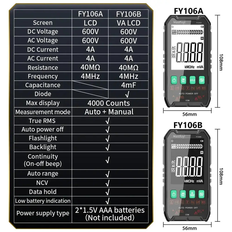 Digital Multimeter 600V AC/DC True RMS Auto-Range Tester (2 models available) – view 14