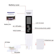 Habicare HBC Digital pH & TDS/EC Water Quality Tester Digital pH & TDS/EC Water Quality Tester
