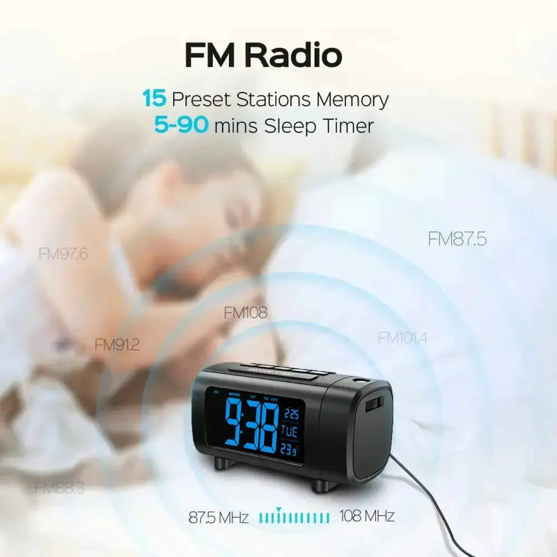 Habicare HBC Digital Projection Alarm Clock Radio Digital Projection Alarm Clock Radio
