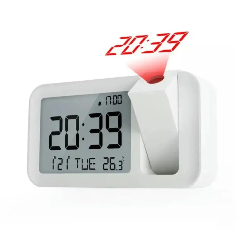 Digital Projection Alarm Clock – Rechargeable LED with USB Charger (Black & White) – view 6
