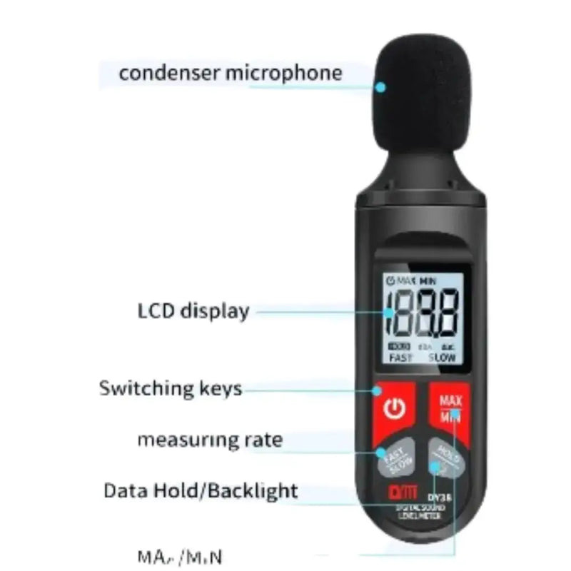 Habicare HBC Sound Level Meter - Digital DY38 Digital Sound Level Meter for Noise Measurement.