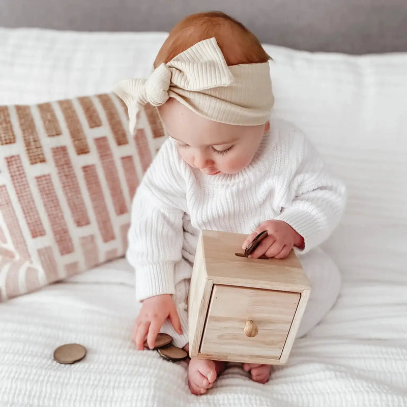 Curious Moonbeam Montessori Toy Montessori Object Permanence Discs Post Box - QToys Montessori Object Permanence Discs Post Box - QToys
