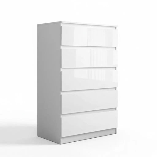sue-e furniture Tall boys 'Monaco' White Chest of 5 drawers 'Monaco' White Chest of 5 drawers