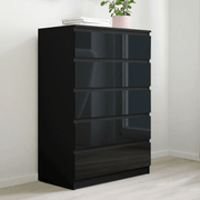 sue-e furniture Tall boys 'Monaco' Black Chest of 5 drawers 'Monaco' Black Chest of 5 drawers