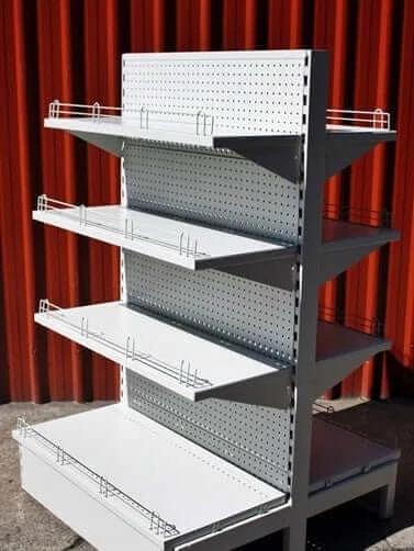 Double Sided Dairy Shelving Actionoutdoors East Rugged Kitset With Pegboard Backs For Retail Displays 80kg Capacity