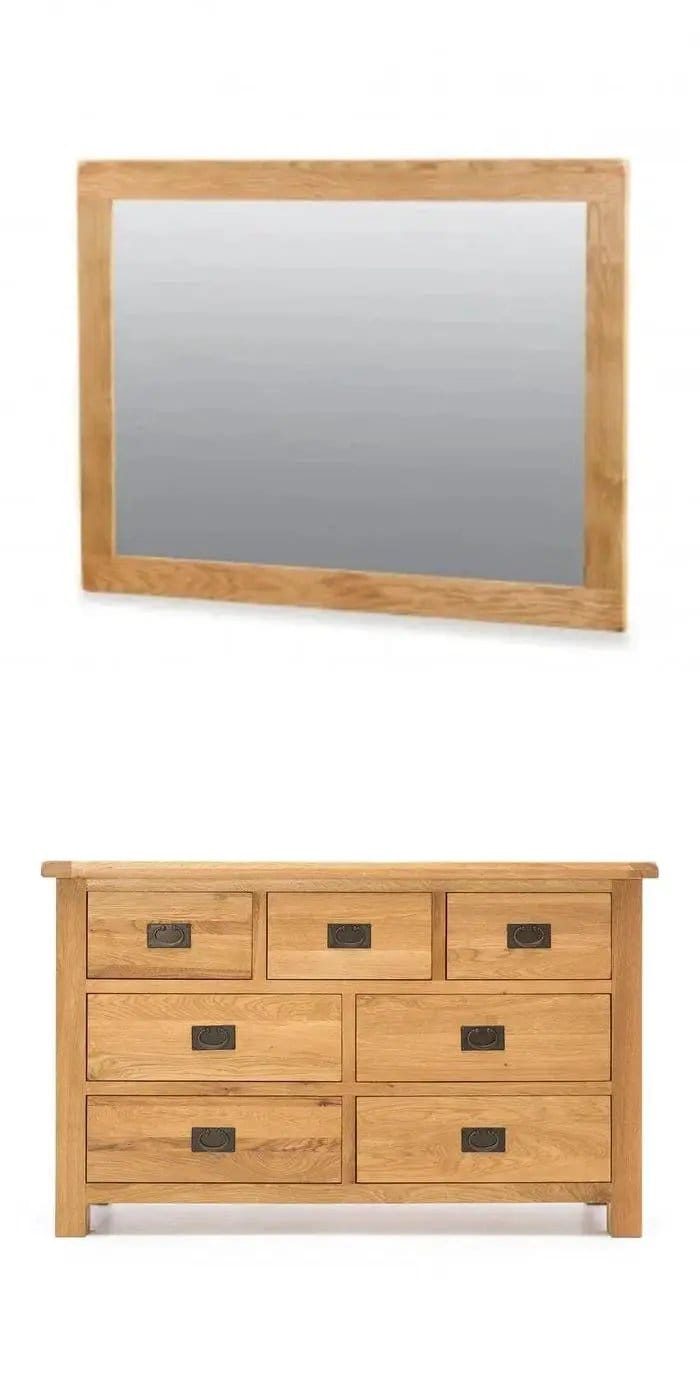 BroDeals dressers Oak Dressing Table with Mirror Oak Dressing Table with Mirror