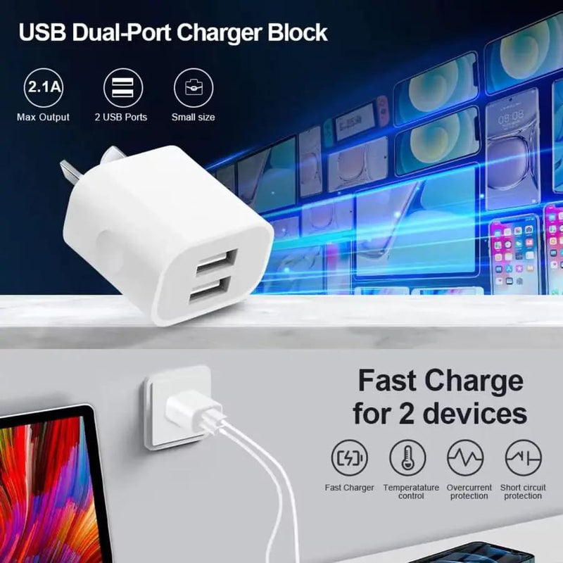 Dual USB Power Adapter Wall Plug (NZ / AUS) (White) – view 8
