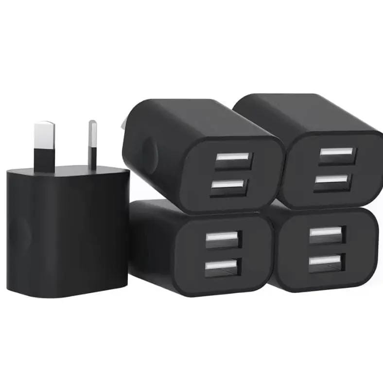 Dual USB Power Adapter Wall Plug (NZ / AUS) (Black) – view 2