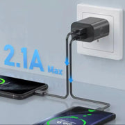 Dual USB Power Adapter Wall Plug (NZ / AUS) (Black) – view 3