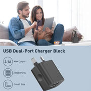 Dual USB Power Adapter Wall Plug (NZ / AUS) (Black) – view 9