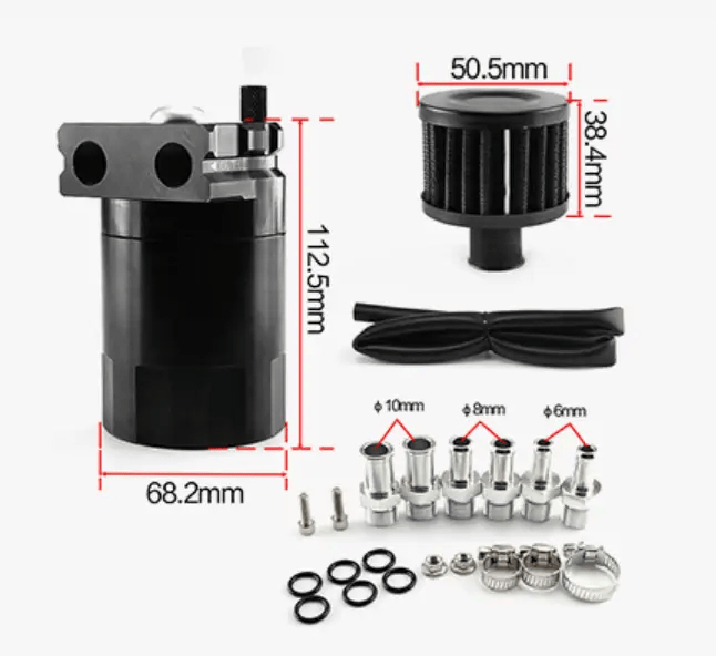 salelink.co.nz Unbranded Oil Catch Can with Breather 300ml Aluminum Oil Catch Can Breather 300ml Universal Kit