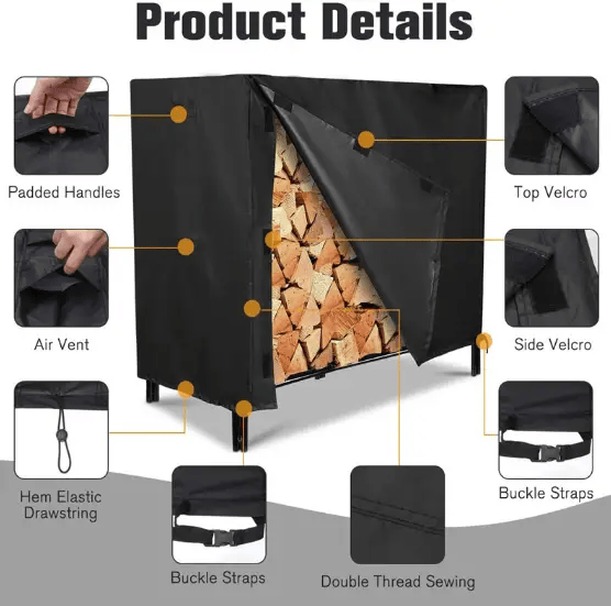 salelink.co.nz Unbranded 244x61x107cm Firewood Rack Cover 244x61x107cm Firewood Rack Cover Black Outdoor