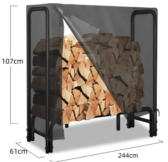 salelink.co.nz Unbranded 244x61x107cm Firewood Rack Cover 244x61x107cm Firewood Rack Cover Black Outdoor