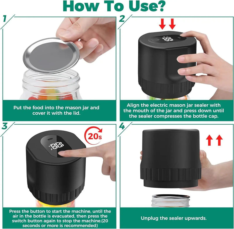 salelink.co.nz Unbranded Electric Mason Jar Vacuum Sealer Electric Mason Jar Vacuum Sealer | Action Outdoors NZ
