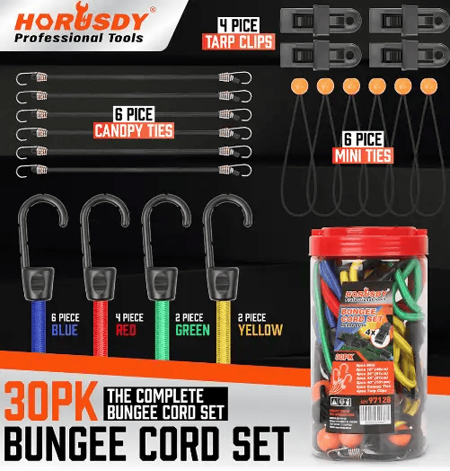 salelink.co.nz HORUSDY Horusdy 30PCS Premium Bungee Cords Horusdy 30PCS Premium Bungee Cords | Action Outdoors NZ