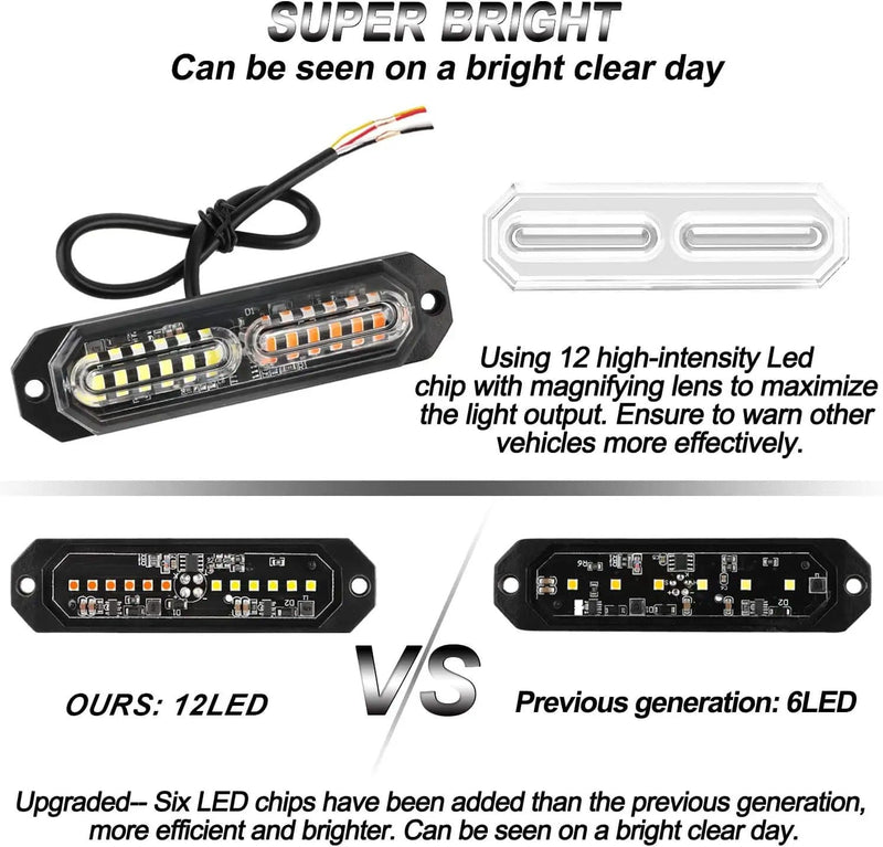 salelink.co.nz Unbranded LED Strobe Lights(Amber/White) 6PCS LED Strobe Lights(Amber/White) 6PCS | Action Outdoors NZ