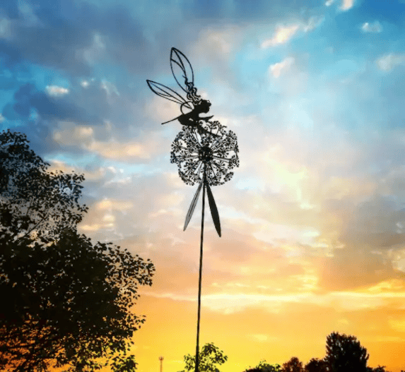 Garden Stakes Fairy Dandelion Sculpture Statue – view 3