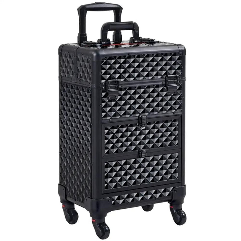 Yaheetech Professional Rolling Makeup Train Case with Drawers Professional Rolling Makeup Train Case with Drawers