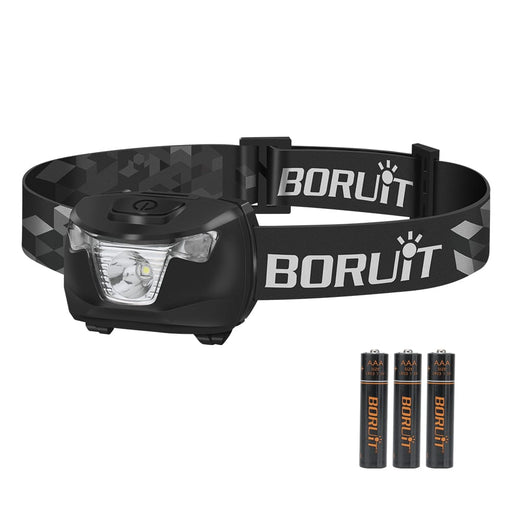 BORUiT BR01 White & Red LED Mini Headlamp 240LM 4-Mode Headlight Waterproof Camping Fishig Torch Powered By AAA – view 1
