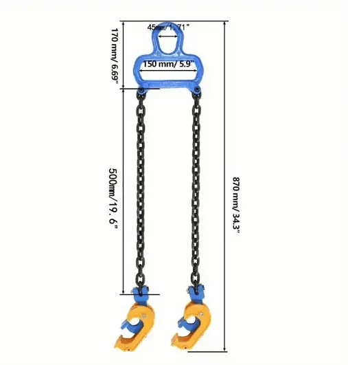 Drum Lifting Clamps with Chain 1T Capacity – view 2