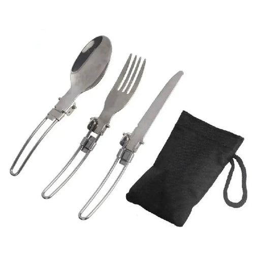 Camping Foldable Cutlery Set - Portable Stainless Steel Utensils for Outdoor Dining | Travel Tableware – view 1
