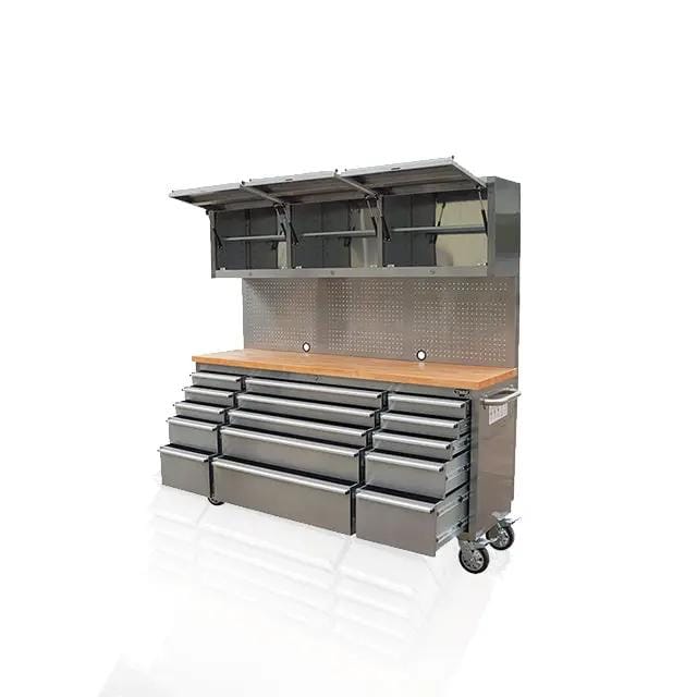 Kiwi Grab Kiwi Grab 72 Inch 18 Drawers Stainless Steel Tool Chest workbench 72 Inch 18 Drawers Stainless Steel Tool Chest workbench