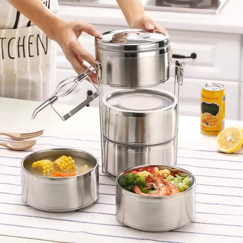 Mead's Supply & Equipment Outfitters limited Camp Cookware & Food Storage Stainless Steel Insulated Lunch Box Stackable Bento Containers With Lock Handle Stainless Steel Insulated Bento Lunch Box Set With Lock