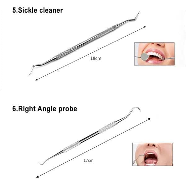 6PCS Dental Hygiene Tools Teeth Cleaning Kits Mirror Scraper Pick Scaler Tweezer – view 9