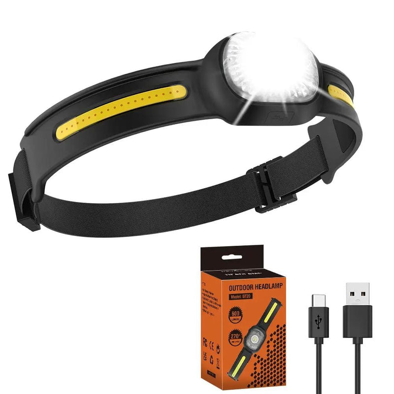 BROUIT COB LED Headlamp Sensor Head Light Rechargeable Flashlight For Emergency – view 2