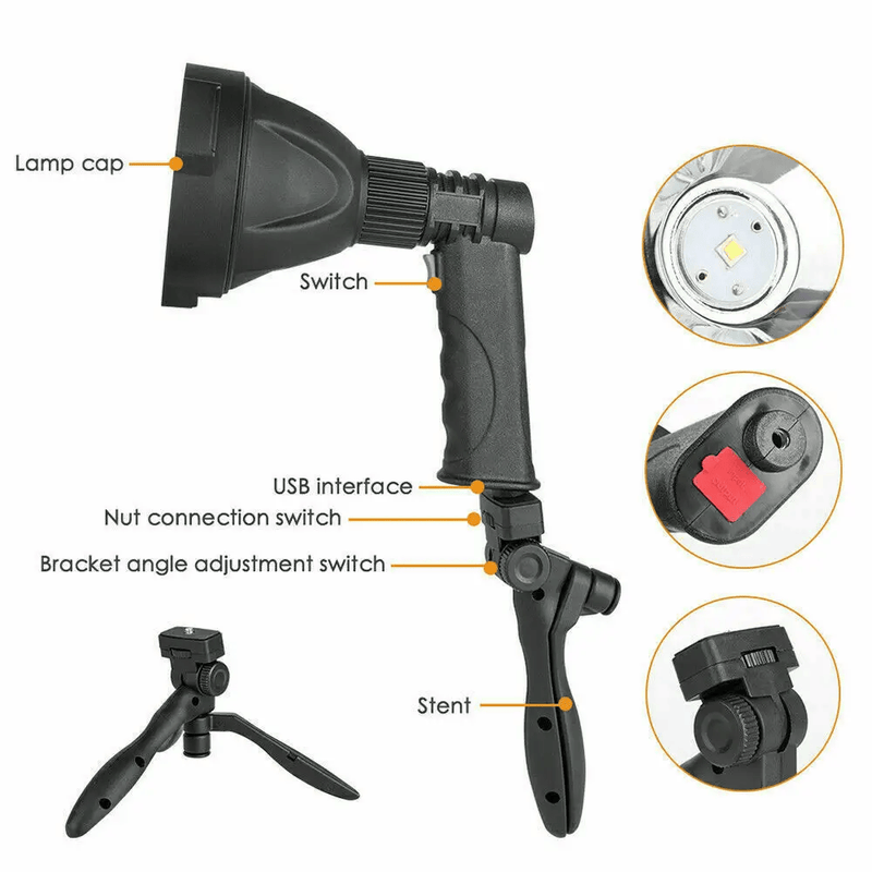 LED Handheld Spotlight Rechargeable Hunting Camping Flashlight – view 7