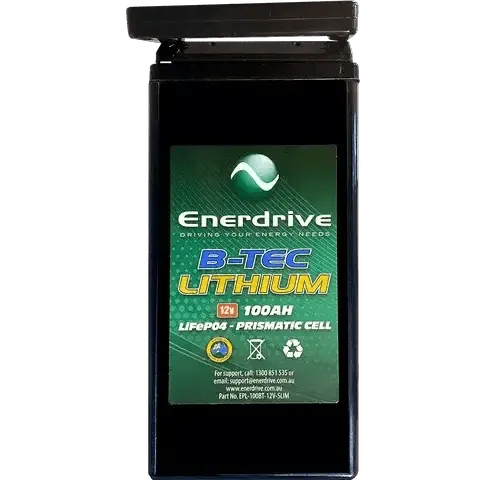 Enerdrive BTEC 100Ah 12V LiFePO4 Slim Case Battery For Deep Cycle Use With Wireless Monitoring – view 2