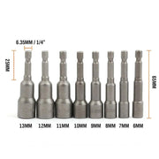 8PCS Socket Magnetic Nut Driver Set Drill Bit Adapter 1/4'' Hex Shank 6-13MM – view 3