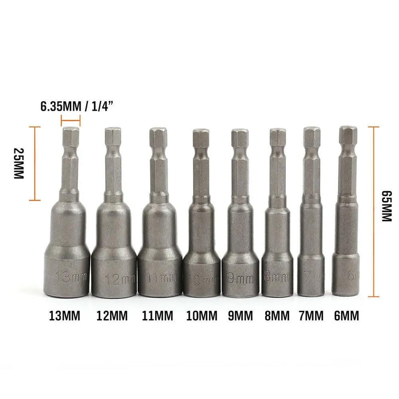 8PCS Socket Magnetic Nut Driver Set Drill Bit Adapter 1/4'' Hex Shank 6-13MM – view 3