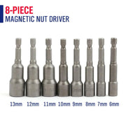 8PCS Socket Magnetic Nut Driver Set Drill Bit Adapter 1/4'' Hex Shank 6-13MM – view 2