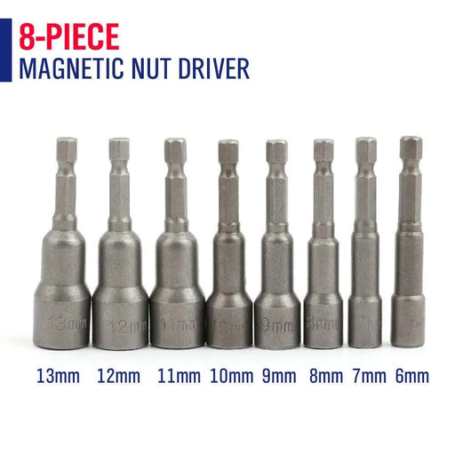 8PCS Socket Magnetic Nut Driver Set Drill Bit Adapter 1/4'' Hex Shank 6-13MM – view 2