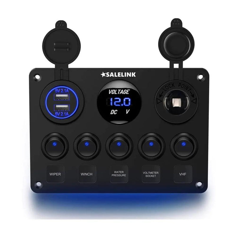 5 Gang ON-OFF Toggle Switch Control Panel 2 USB Charger 12V for Car – view 1