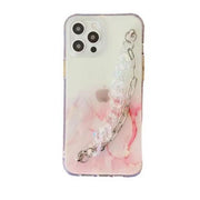 salelink.co.nz Unbranded iPhone 12 Mini Case Watercolor Marble Case With Chain Strap iPhone 12 Mini