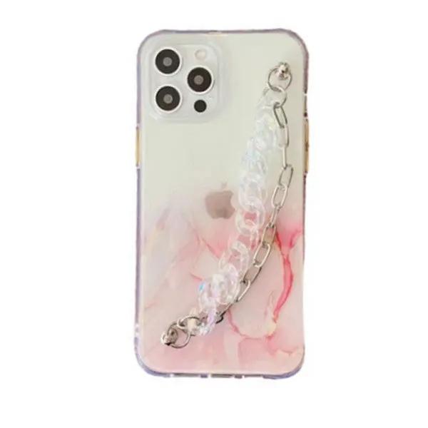 salelink.co.nz Unbranded iPhone 12 Mini Case Watercolor Marble Case With Chain Strap iPhone 12 Mini