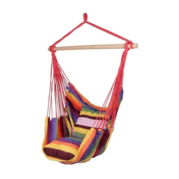 salelink.co.nz Unbranded Red Hanging Hammock Chair Swing Outdoor Camping Rainbow Striped Hanging Hammock Chair for Outdoors