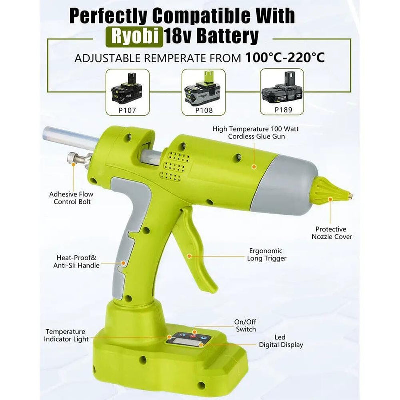 Cordless Hot Glue Gun Compatible with Ryobi 18V Battery – view 3