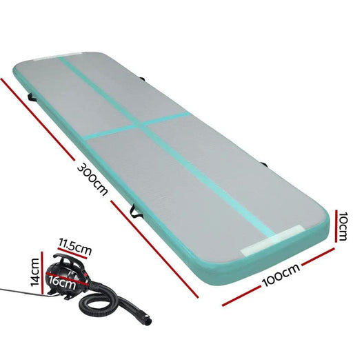 Everfit GoFun 3X1M Inflatable Air Track Mat with Pump Tumbling Gymnastics Green – view 2
