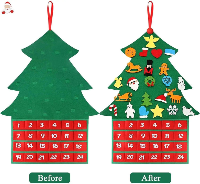 Felt Christmas Tree Christmas Advent Calendar Felt Tree Ornaments – view 5