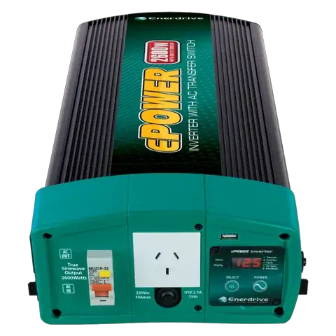 Enerdrive INVERTER 2600W Inverter 12V W/ AC XFER Enerdrive EPOWER 2600W 12V True Sine Wave Inverter With A...