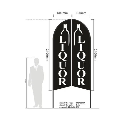 'LIQUOR' 3.4m Ground Drill/SET Commercial Feather Banner Flag – view 1