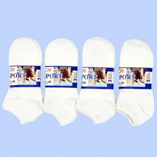 (12 Pairs) Thin Ankle Socks - WHITE - M7-11/ W8-12 – view 1
