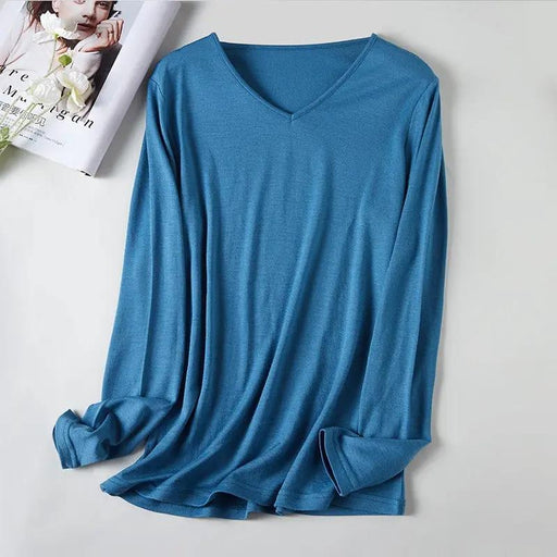 Women's V-Neck Merino Wool Thermal Base Layer - Slim Fit Long Sleeve | Winter Layering – view 1