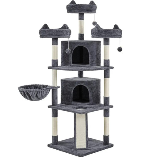 Large Cat Tree Big Cat House Plush Cat Tower by Yaheetech