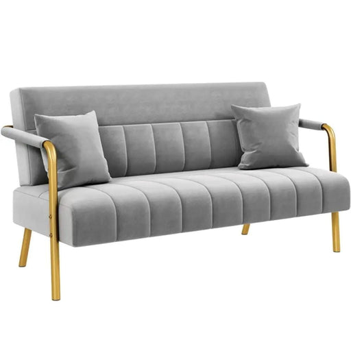 Yaheetech Upholstered Sofa Couch with Gold-tone Metal Arms and Legs Upholstered Sofa Couch with Gold-tone Metal Arms and Legs